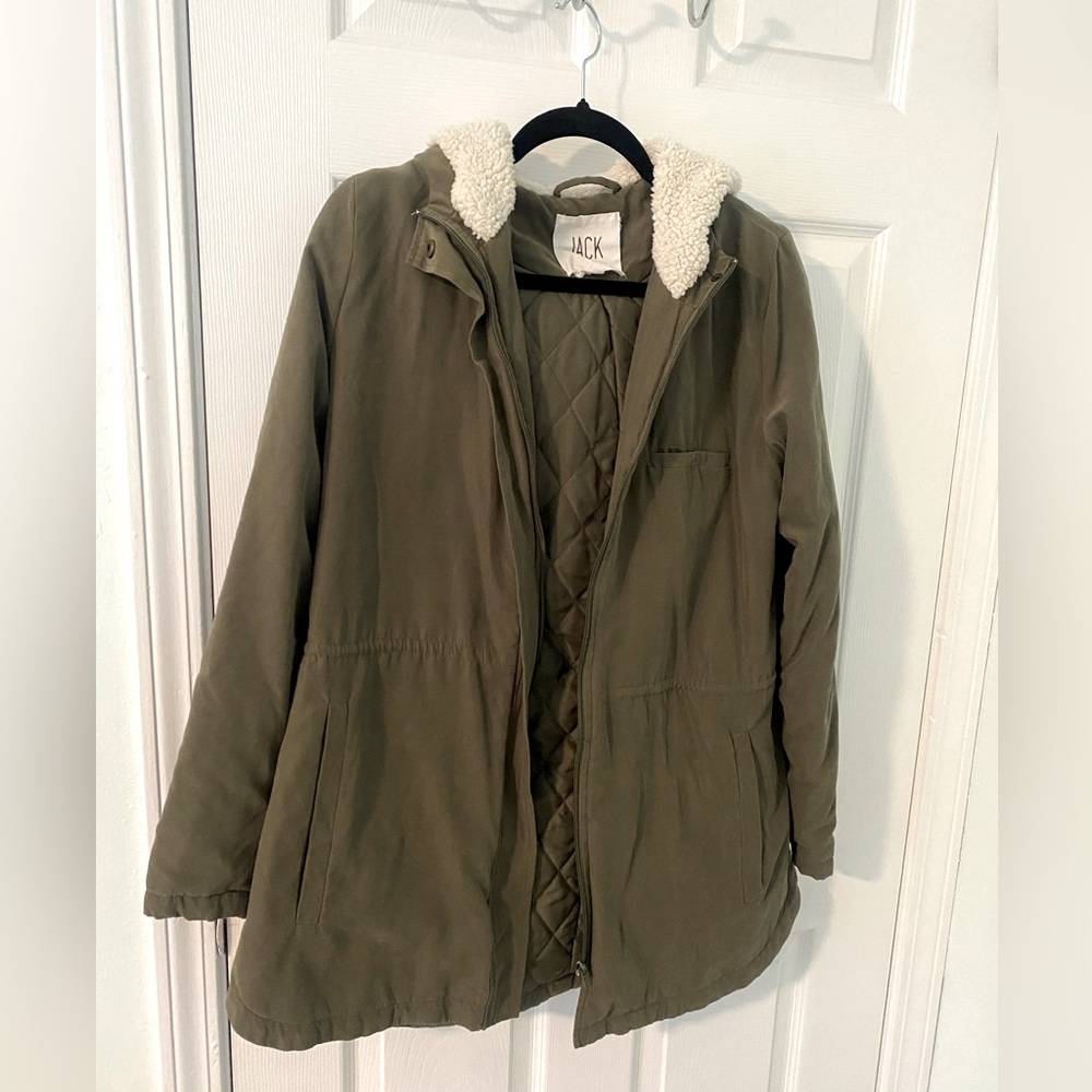 Jack by BB Dakota Army Green Quilted Jacket w/ hood - Size Medium